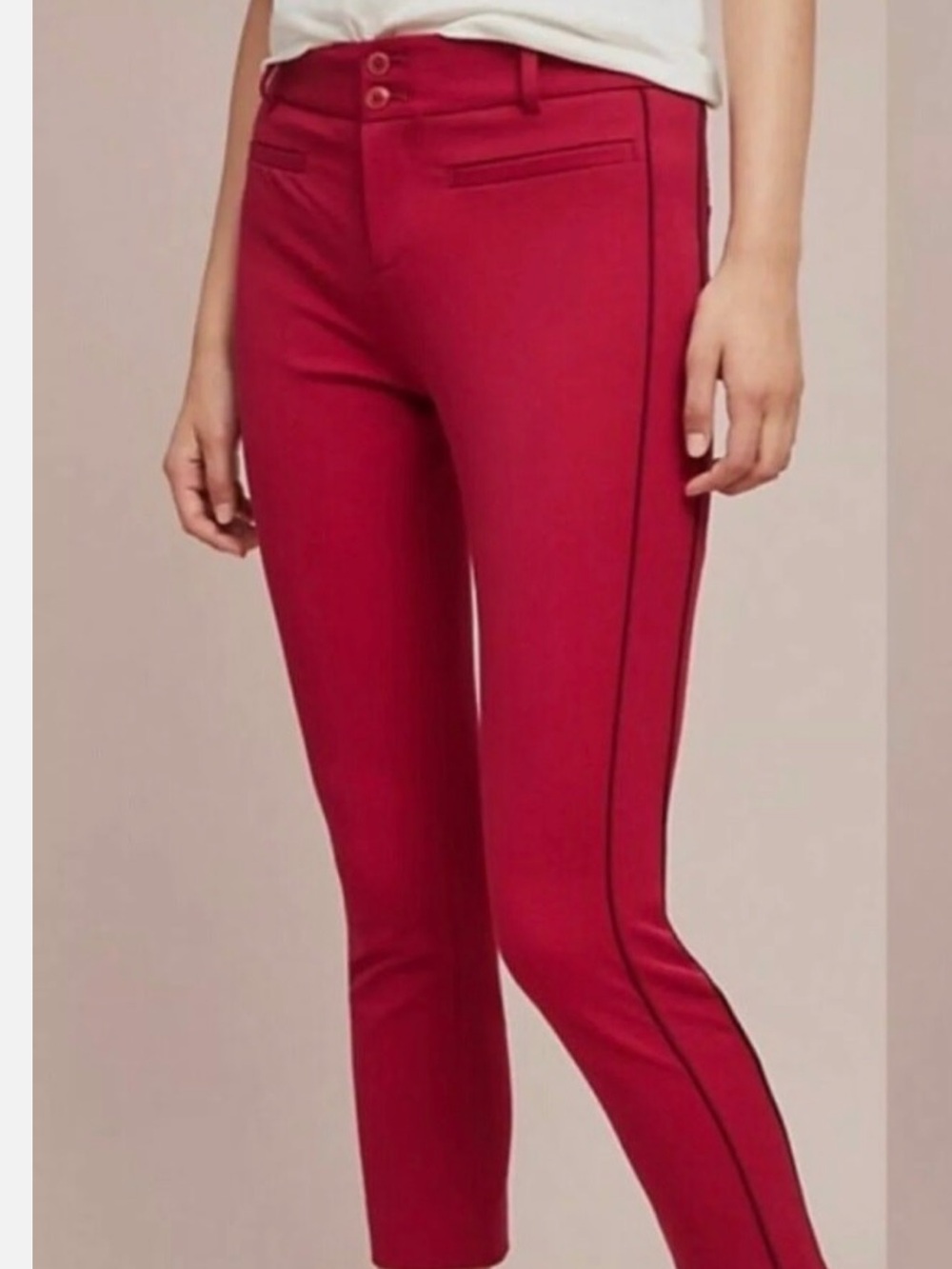 Essentials Slim  by Anthropologie Red Pull-On Skinny Pants - Women